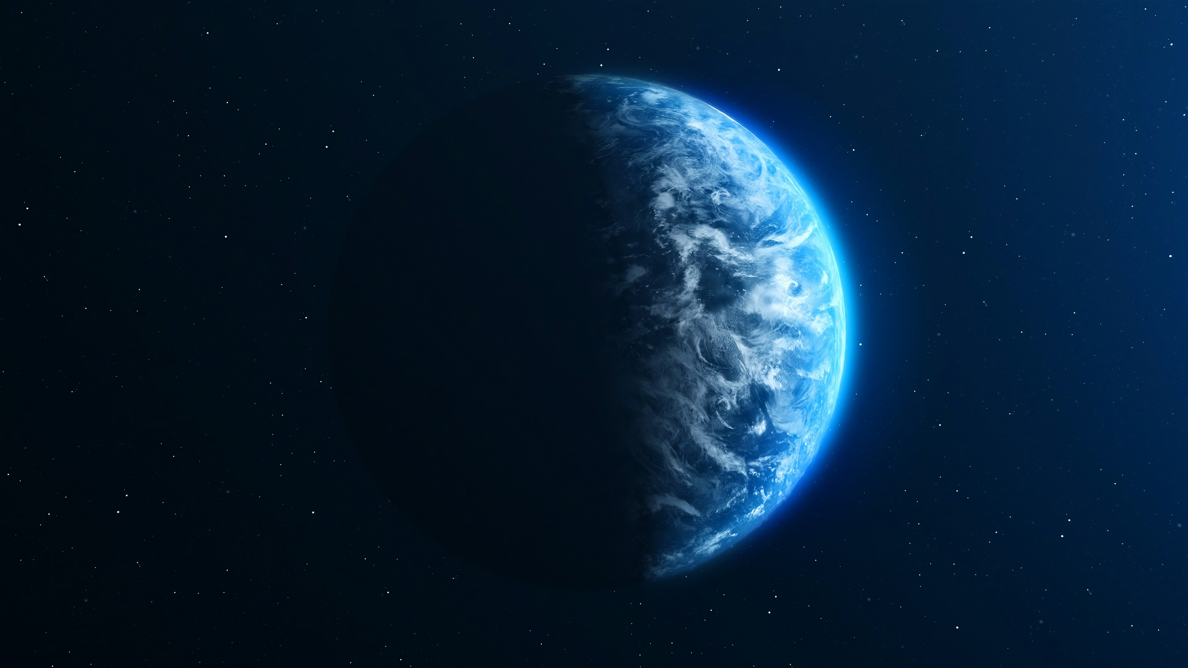 Earth glowing against the darkness of space